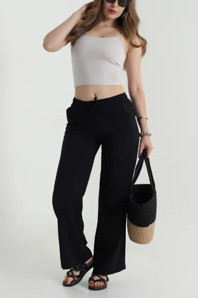 Siyah Beli Lastikli Modal Kadın Pantolon 478948