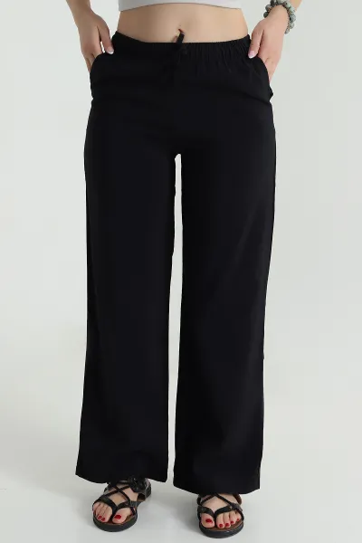 Siyah Beli Lastikli Modal Kadın Pantolon 478948