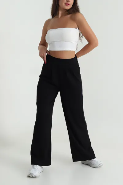 Siyah Beli Lastikli Modal Kadın Pantolon 490149