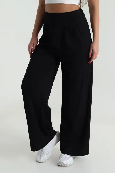 Siyah Beli Lastikli Modal Kadın Pantolon 490149