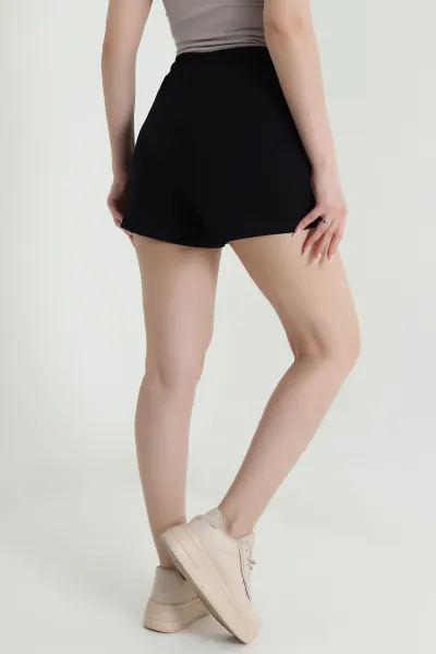 Siyah Beli Lastikli Modal Kadın Şort 461565