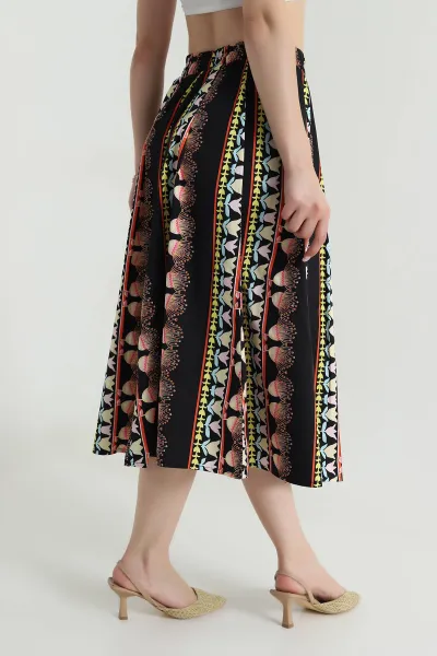 Siyah Beli Lastikli Poplin Dokuma Kadın Etek 479854