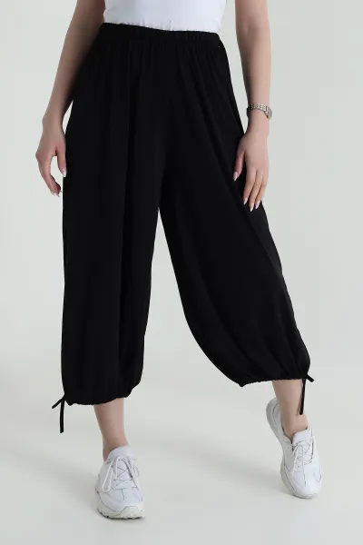 Siyah Beli Lastikli Sandy Kadın Şalvar Pantolon 459448