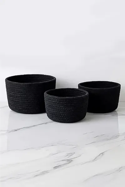 Siyah Bella Home 3 'lü Örgü Sepet - Düzenleyici - Organizer 447832