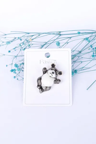 Siyah Beyaz Panda Figürlü  Broş 326304