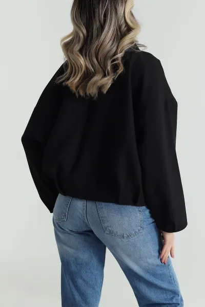 Siyah Bezayağı Kadın Bomber Mont 485905