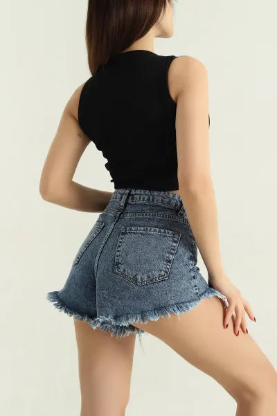 Siyah Bisiklet Yaka Crop Atlet 336798