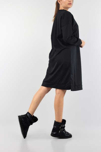 Siyah Bisiklet Yaka Elbise Tunik 89277