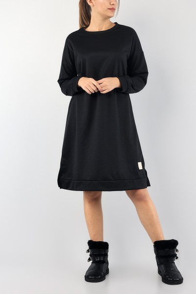 Siyah Bisiklet Yaka Elbise Tunik 89277