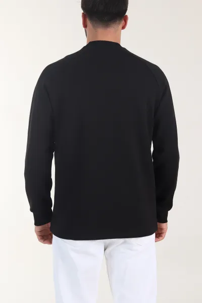 Siyah Bisiklet Yaka Erkek Sweatshirt 406589