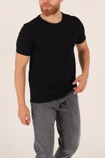 Siyah Düz Kesim Basic Erkek Tişört 169571