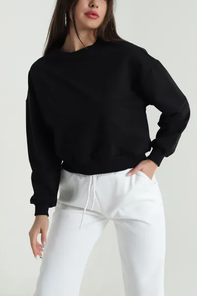 siyah-bisiklet-yaka-iki-ip-kadin-sweat-484272