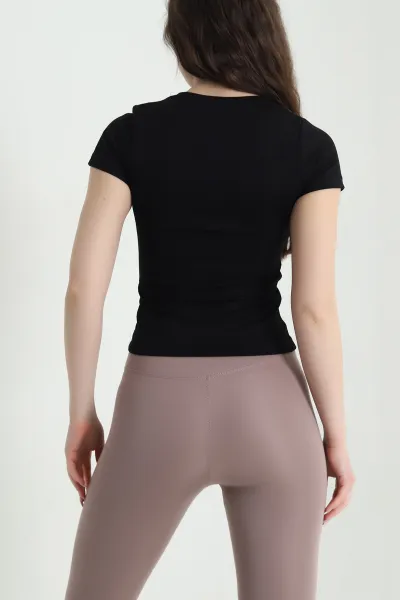 Siyah Bisiklet Yaka Oysho Kadın Bluz 453039