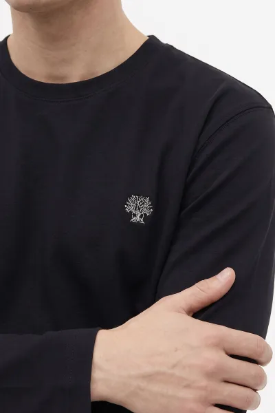 Siyah Bisiklet Yaka Sırt Nakış Detaylı Erkek Sweatshirt 491991