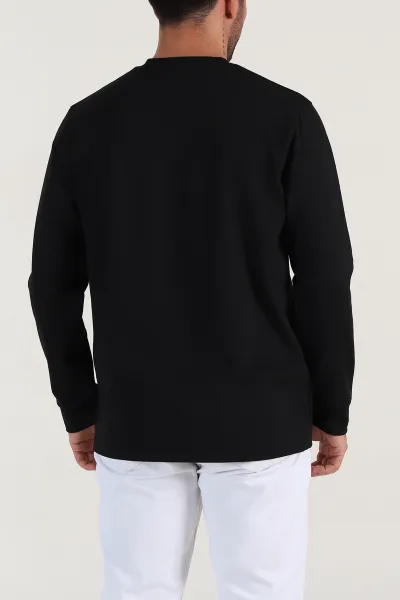 Siyah Bisiklet Yaka Uzun Kollu Erkek Sweatshirt 396899
