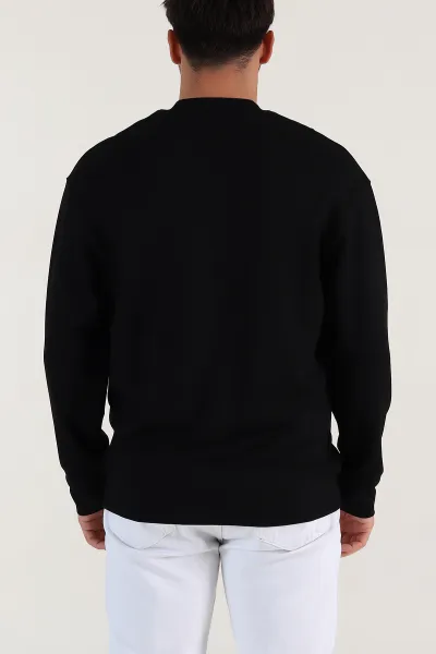 Siyah Bisiklet Yaka Uzun Kollu Erkek Sweatshirt 396968