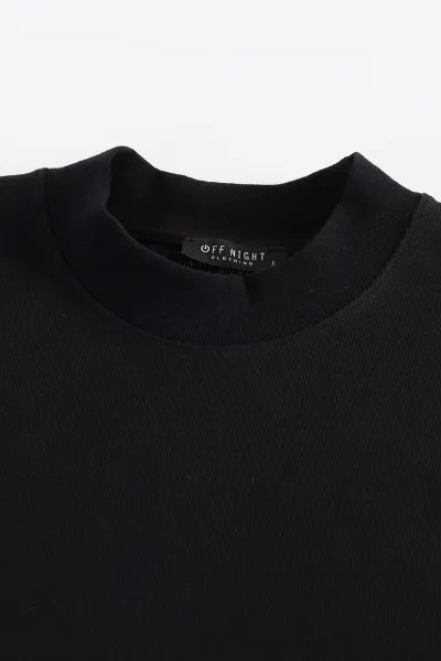 Siyah Regular Fit Yarım Balıkçı Yaka Uzun Kollu Erkek Sweatshirt 397042