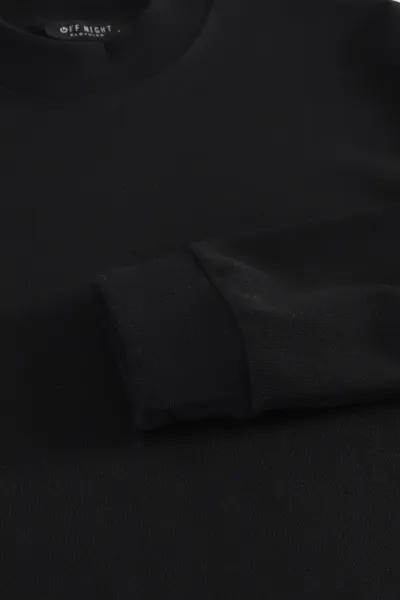 Siyah Regular Fit Yarım Balıkçı Yaka Uzun Kollu Erkek Sweatshirt 397042