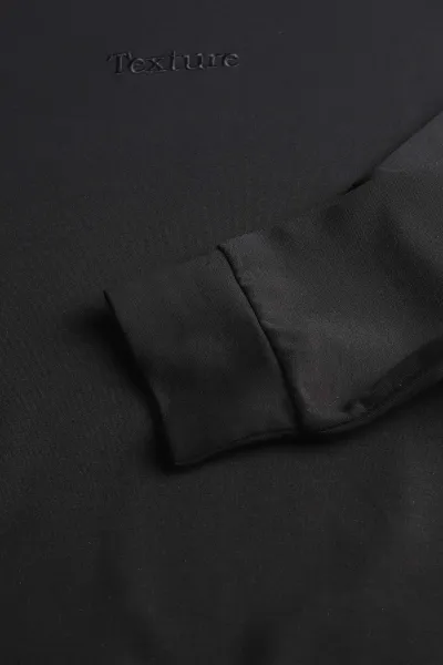 Siyah Bisiklet Yaka Yazı Detaylı Erkek Sweatshirt 396241