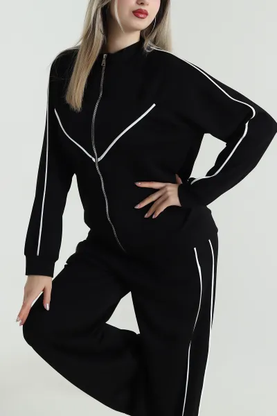 Siyah Biyeli Reglan Kol Modal Kadın İkili Takım 488420