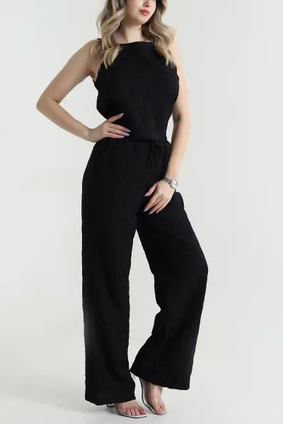 Siyah Bluz Pantolon Çilek Kumaş Nakışlı İkili Takım 474354