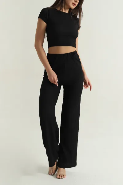 siyah-bluz-pantolon-gofre-kadin-ikili-takim-377535