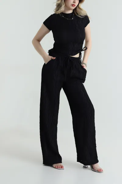 siyah-bluz-pantolon-gofre-kadin-ikili-takim-458366