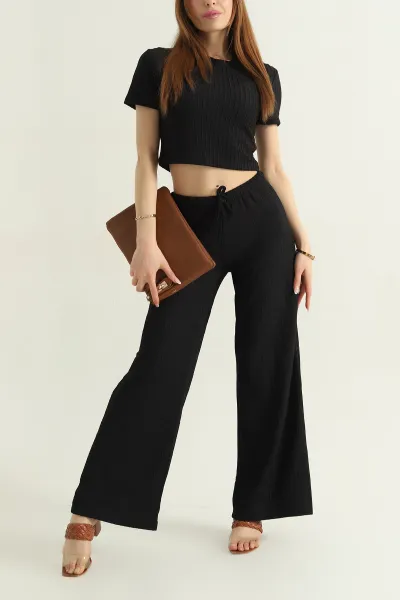 Siyah Bluz Pantolon kadın İkili Takım 356457