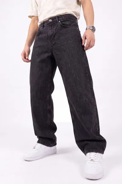 Siyah Bol Paça Baggy Erkek Kot Pantolon 472179