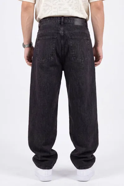 Siyah Bol Paça Baggy Erkek Kot Pantolon 472179