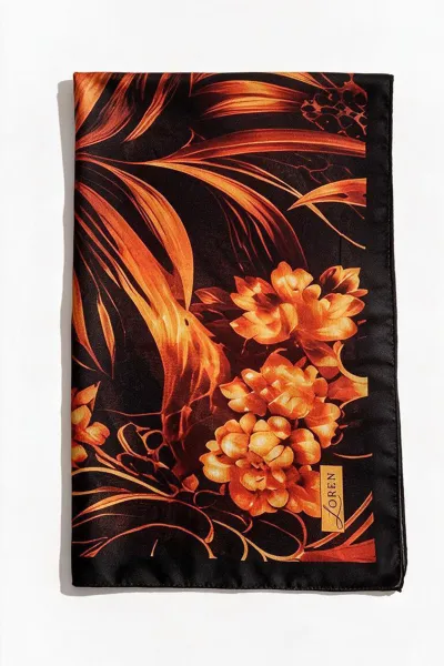 Siyah - Bordo 90x90 Cm Dijital Baskılı Edenia Desen Soft Eşarp 498551