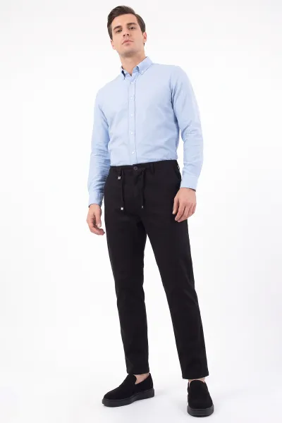 Siyah Boyfriend Belden Bağlamalı Erkek Pantolon 493185