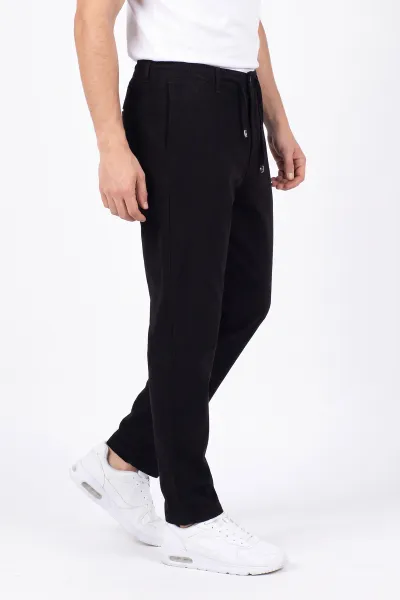 Siyah Boyfriend Belden Bağlamalı Erkek Pantolon 499471