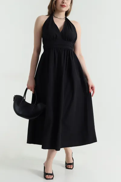 siyah-boyundan-baglamali-poplin-kadin-elbise-467920
