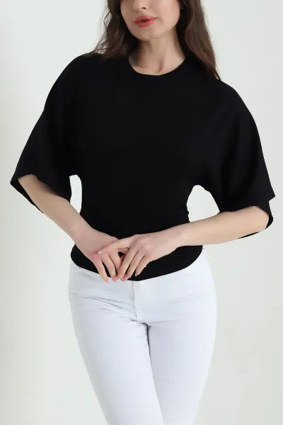 siyah-buzgulu-likrali-oysho-kadin-tisort-454646
