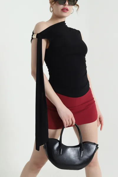 Siyah Büzgülü Sandy Kadın Bluz 438503