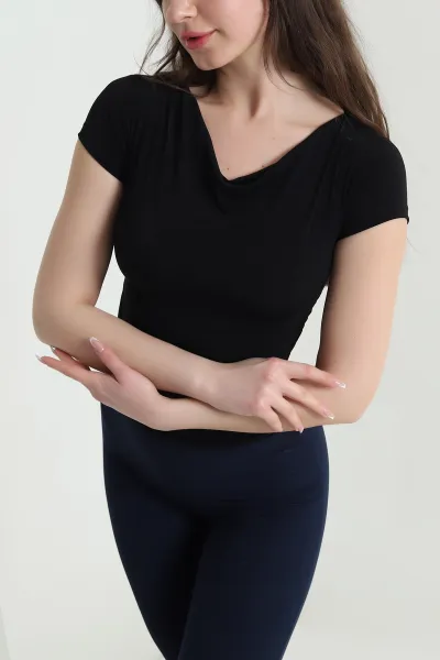 Siyah Büzgülü Sandy Kadın Bluz 453875