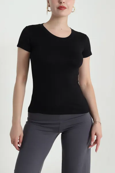 Siyah Buzzy Likralı Kadın Body Bluz 478325
