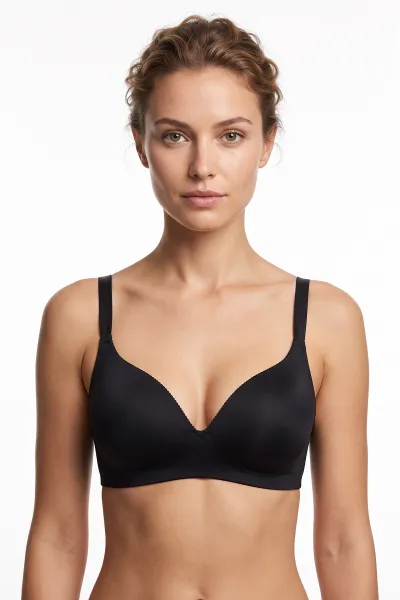 Siyah C Cup Lazer Kesim Kadın Sütyen 480281