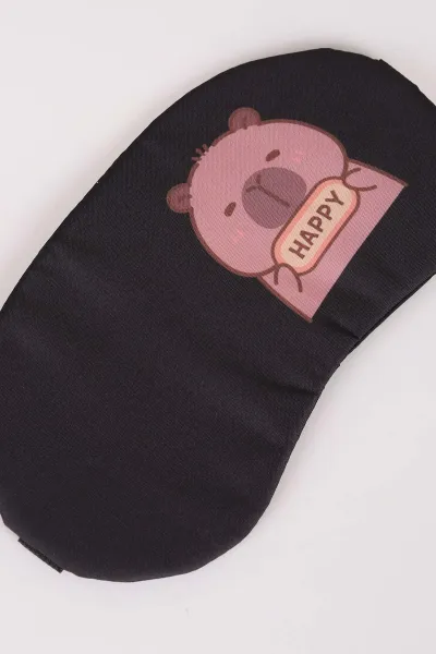 Siyah Capybara Baskılı Göz&Uyku Bandı 479201