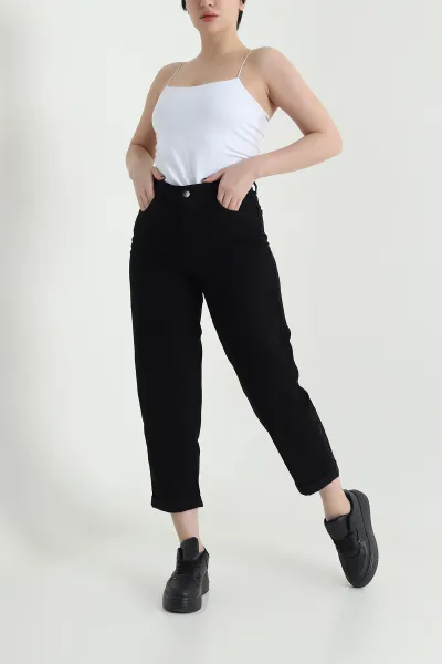 Siyah Cep Detay Gabardin Kadın Pantolon 454914