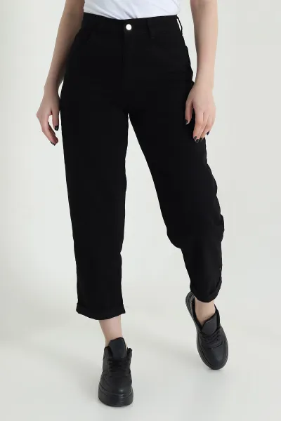 Siyah Cep Detay Gabardin Kadın Pantolon 454914