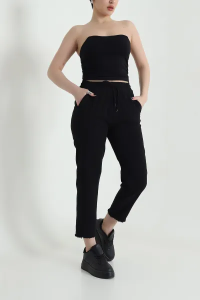Siyah Cep Detay Gabardin Kadın Pantolon 455663