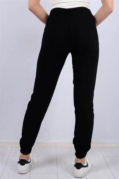 Siyah Cep Detaylı Bayan Kumaş Pantolon 13108B