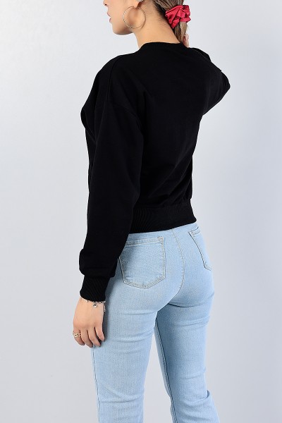 Siyah Cep Tasarım Bayan Sweat 77486