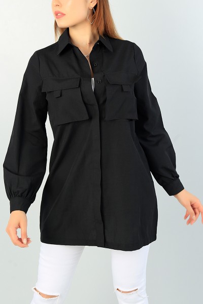 Siyah Cepli Poplin Gömlek Tunik 67474