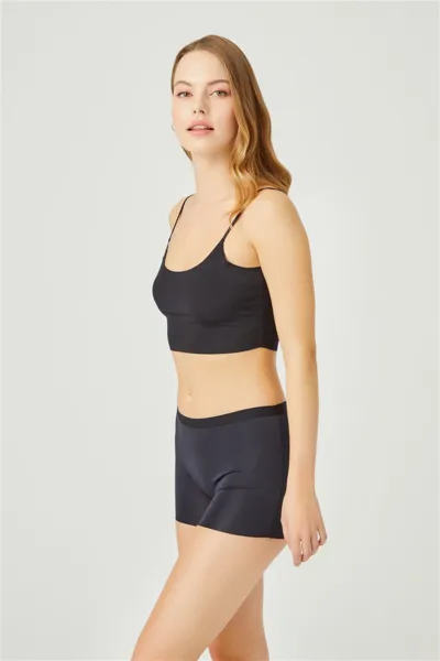 Siyah CH6105 Basic Lazer Kesim Dikişsiz Kadın Boxer Külot 237122