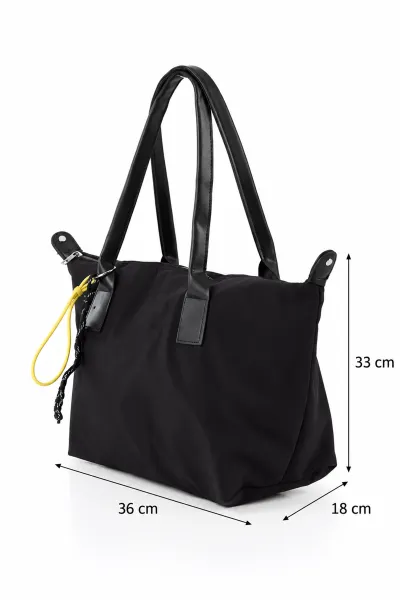Siyah Charm Detaylı Fermuarlı Kadın Omuz Çantası 499226