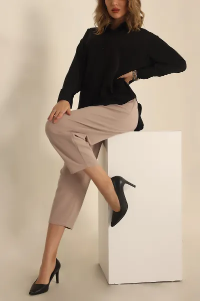Siyah Charmy Kumaş Oversize Gömlek 231544