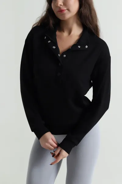 Siyah Çıtçıtlı Oysho Kadın Bluz 497722